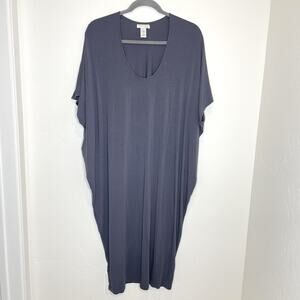 Barefoot Dreams Luxe Milk Jersey Kaftan Lounge Dress Womens One Size Plus Gray